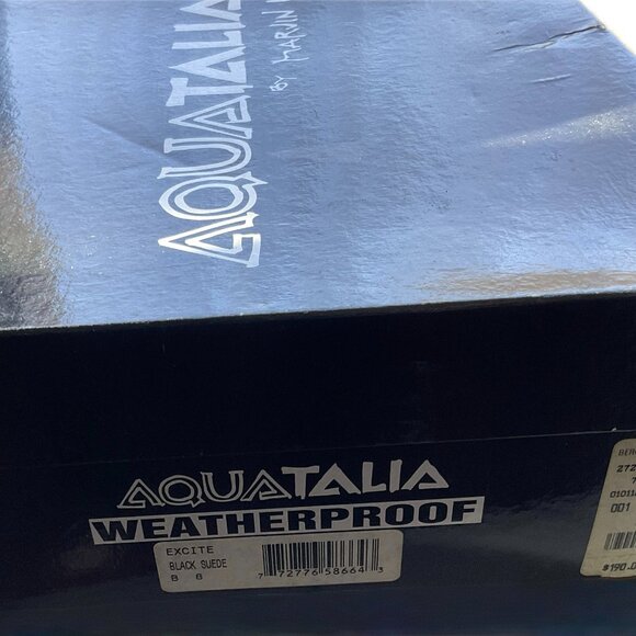 Aquatalia Black Suede Waterproof Black Suede Wedge Heels size 8 New with Box - Picture 10 of 11